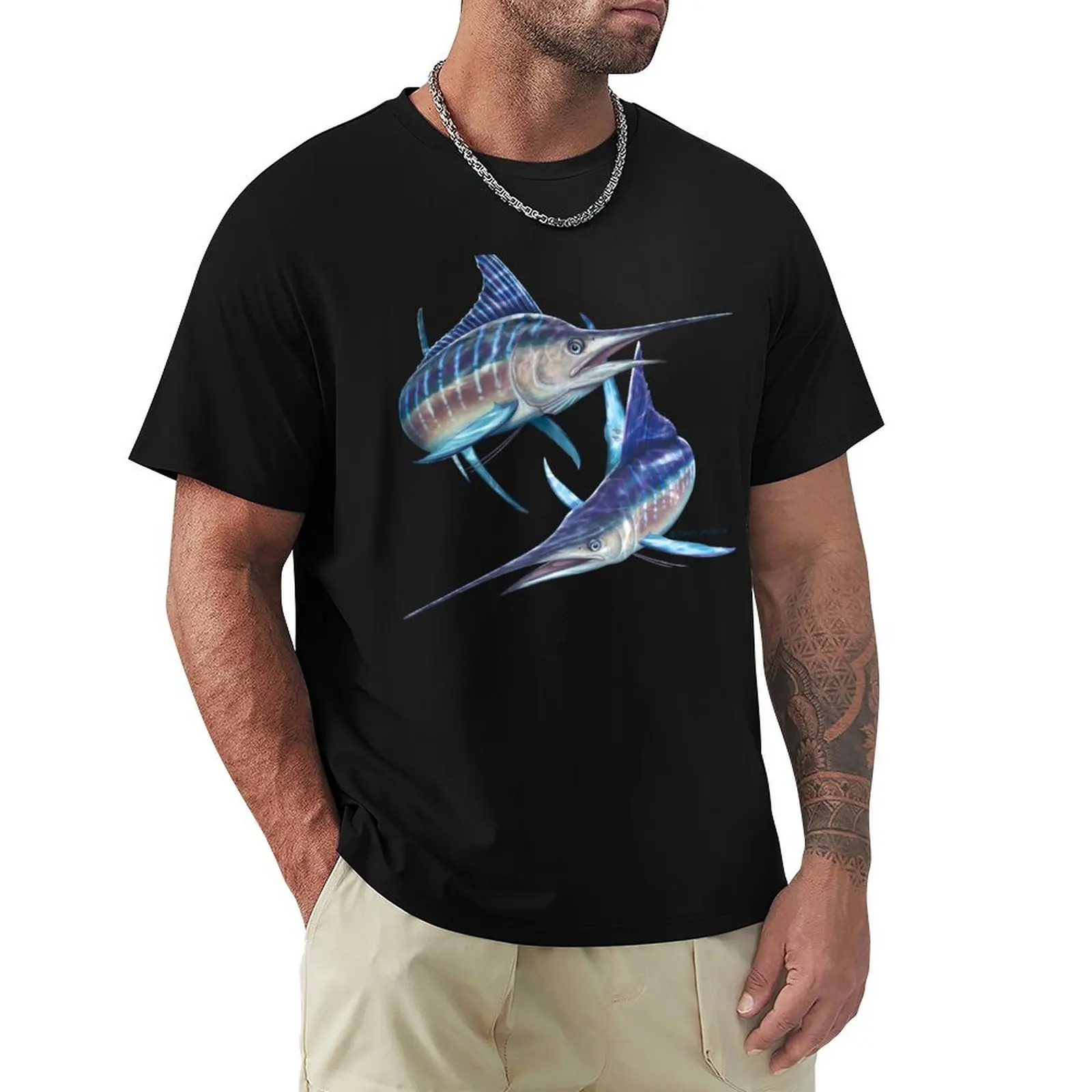 Striped Marlin T-Shirt Casual Daily Outfit T-Shirt