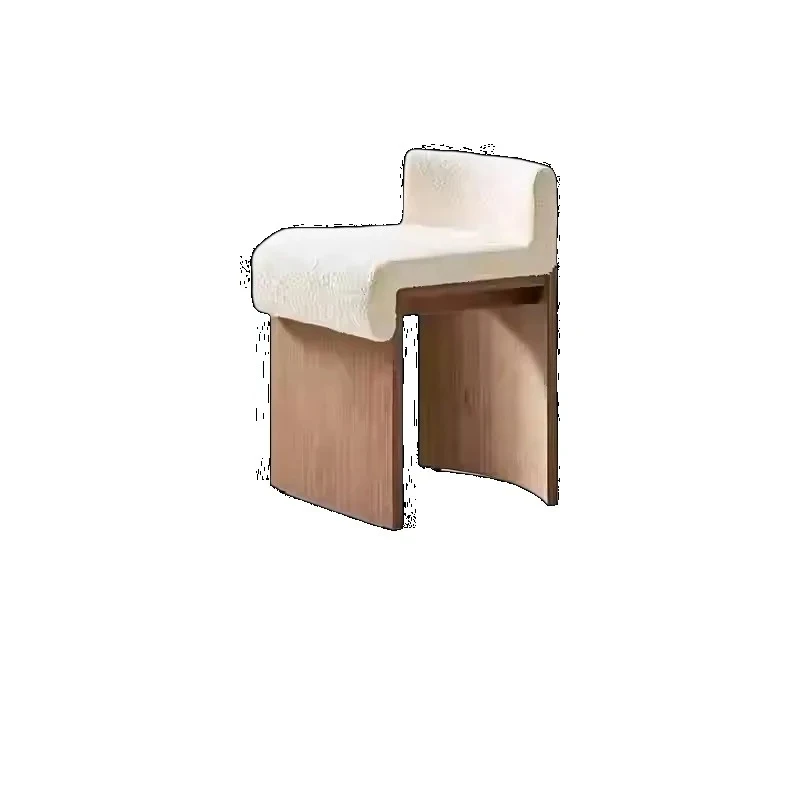 Home Dressing StoolSolid Wood Fabric Minimalist Dining Chair Creative Lambskin Leisure Stool
