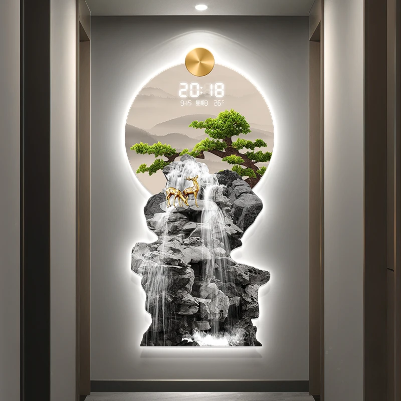 

Entrance Hall Electronic Screen Wall Clock Restaurant Clock Mural Watch Perpetual Calendar Mute Wall Clock Room Decorations
