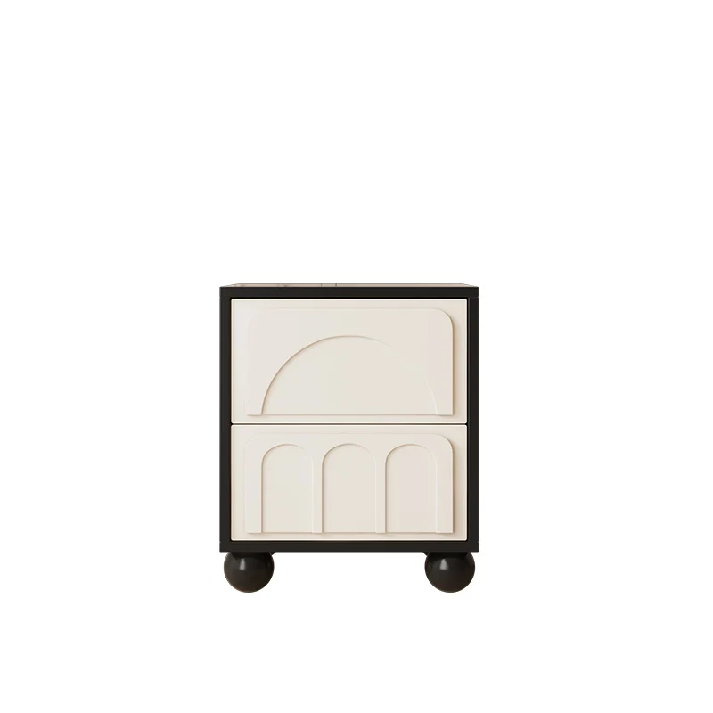 

French cream wind bedside table simple modern home bedroom solid wood shelf creative 2024 new small cabinet