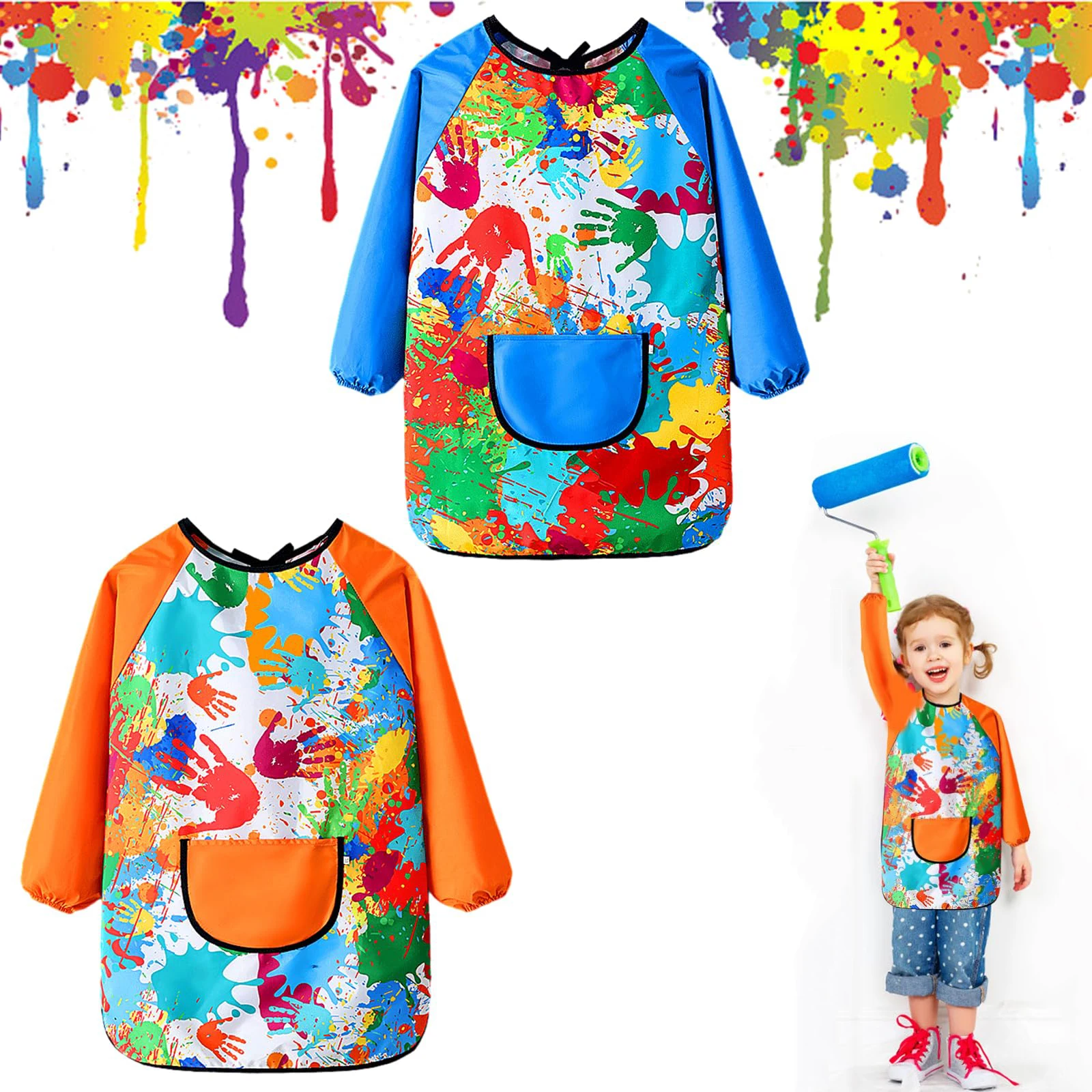 Wasserdichte Kinder Malerei Schürze Langarm Dressing Tuch Abdeckung Fütterung Kittel Jungen & Mädchen Malerei Handarbeit Backen Schürzen