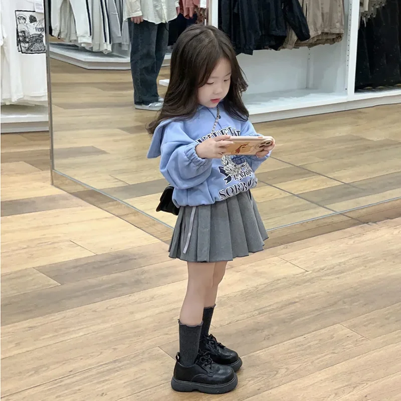 Girl Skirt Short Skirts Korean Style Children Clothing 2024 Autumn and Spring New Girls Design Sense Pleated Skirt Girl Dress