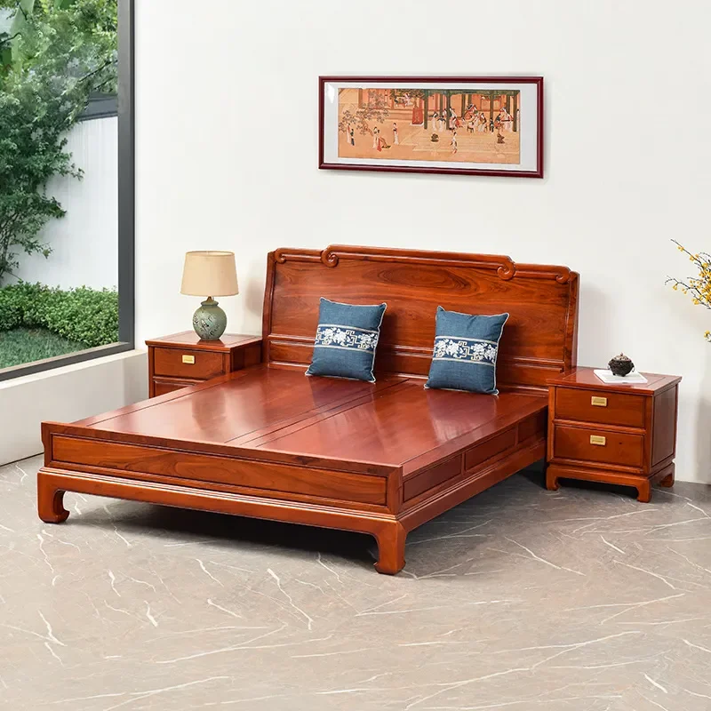 For 1.8m 1.5m Full Solid Wood Bed Double Single Master Bedroom Small Apartment Economy Home Furniture Durable