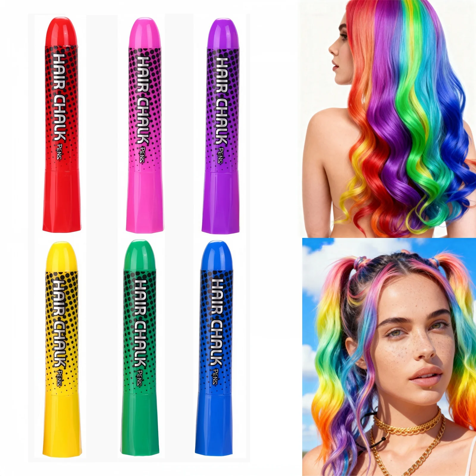 

6/10 шт., мел для волос для девочек, временная краска для волос, нетоксичная, легко моющаяся краска для волос, красочные ручки для детей, женщин, девочек, косплей, вечерние