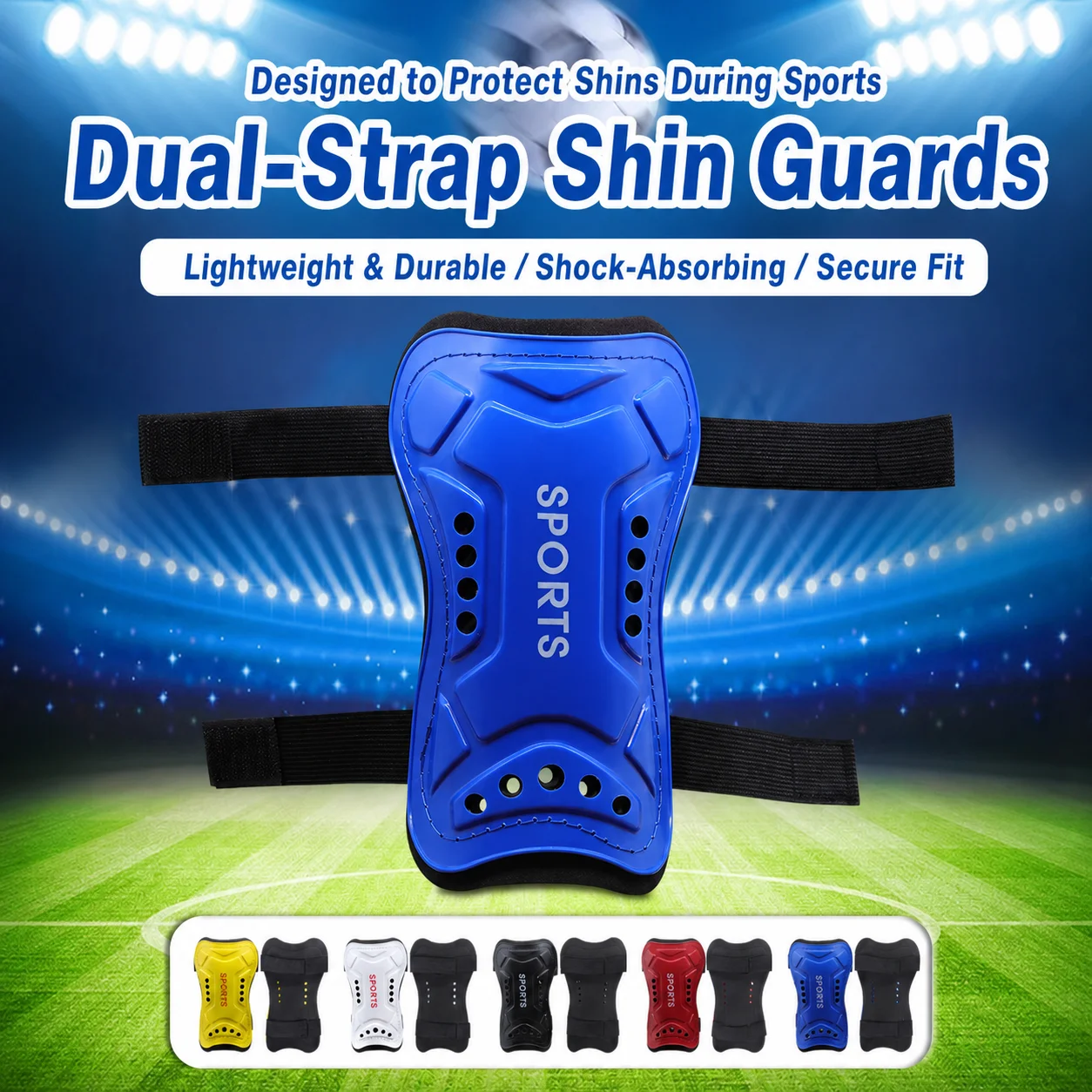 Double Strap Shin Guards  Soccer Shin Guards Plastic Shin Guards Shock Absorbing For Soccer Activities Campus Matches