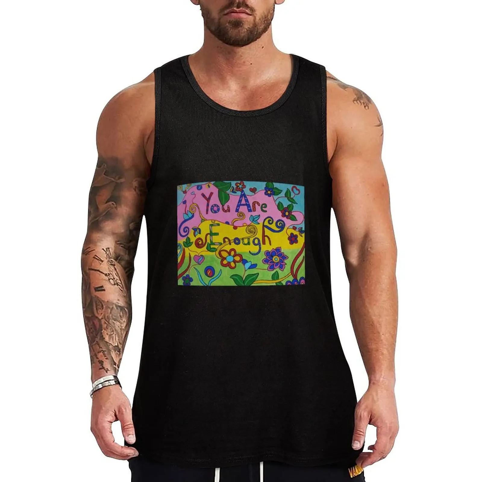 You are enough Tank Top Casual Graphic Tank Top Print Design Sleeveless Top