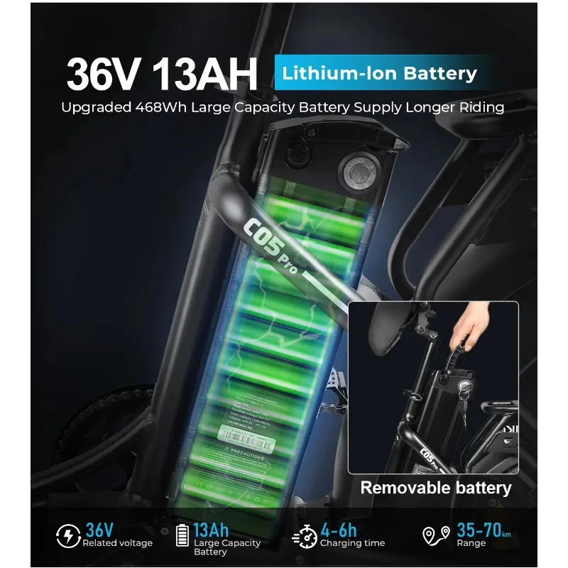 C05 Pro 20インチ電動折りたたみ自転車 500Wモーター 36V 13Ahリチウム電池 ファットタイヤ 新型 格安シティバイク