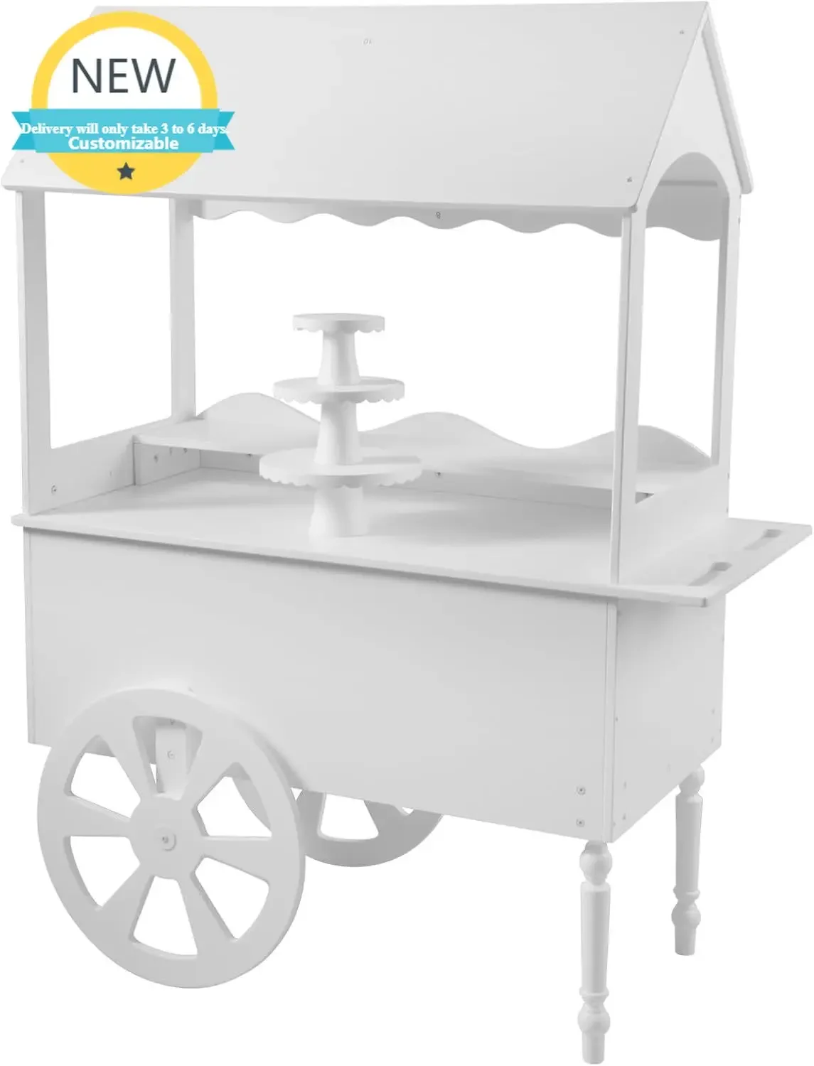 Candy Cart for Party - Cake Stand Dessert cart Decorated with Wheels Birthdays Wedding Easy to Assemble Vintage