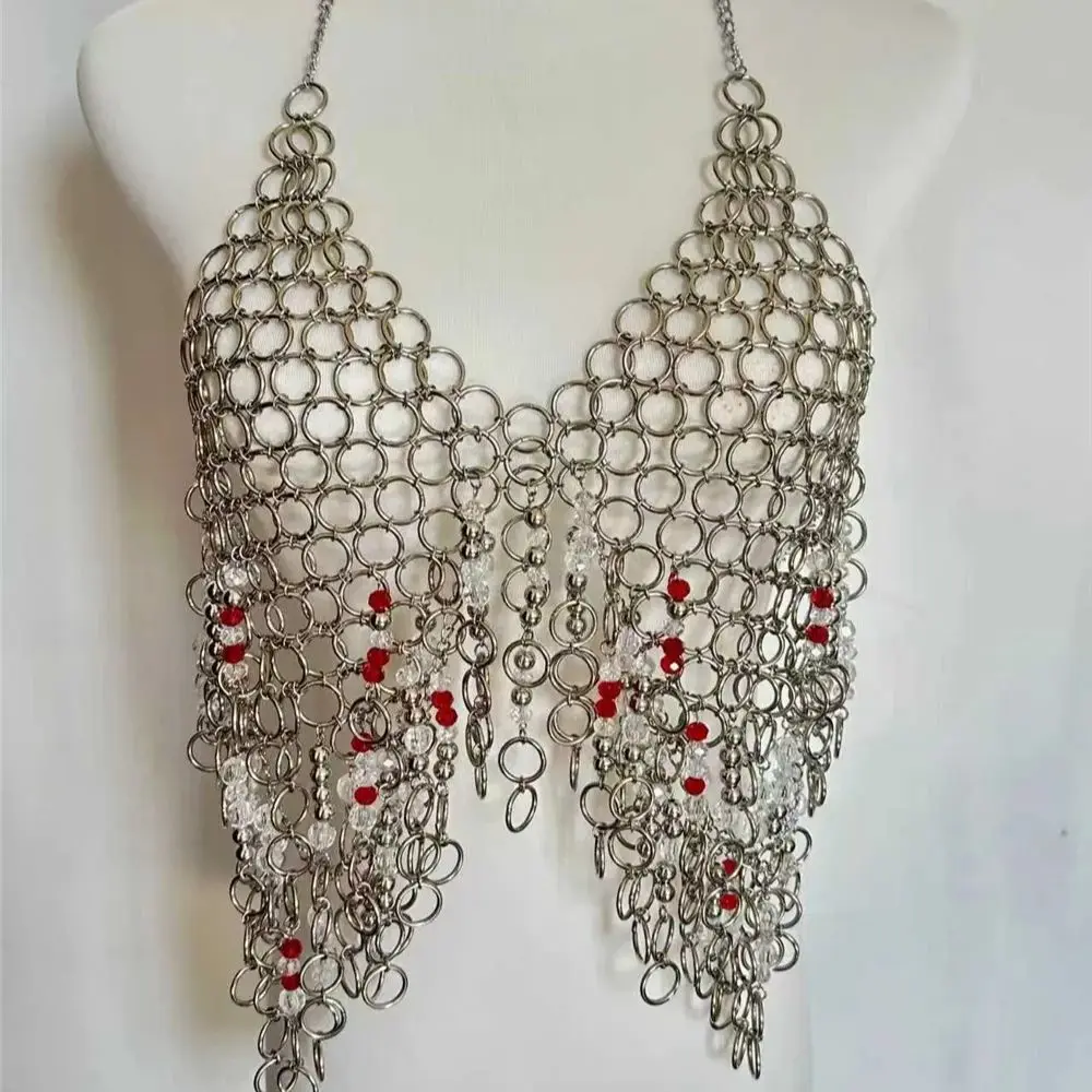 New Versatile Sequined Handmade Body Accessory Chain European & American Sexy Shell Metal Hoop Necklace Vest
