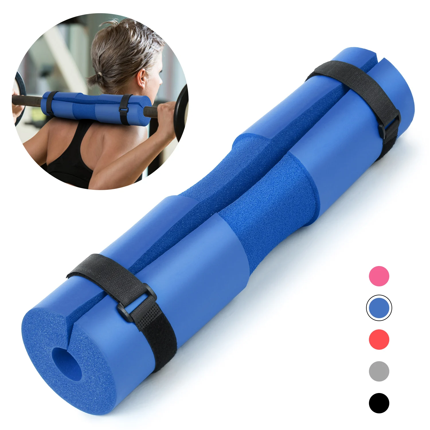 Fitness Weightlifting Squat Foam Neck Guard Barbell Sleeve Sports Dumbbell Bar Shoulder Back Protective Pad with Strap for Gym