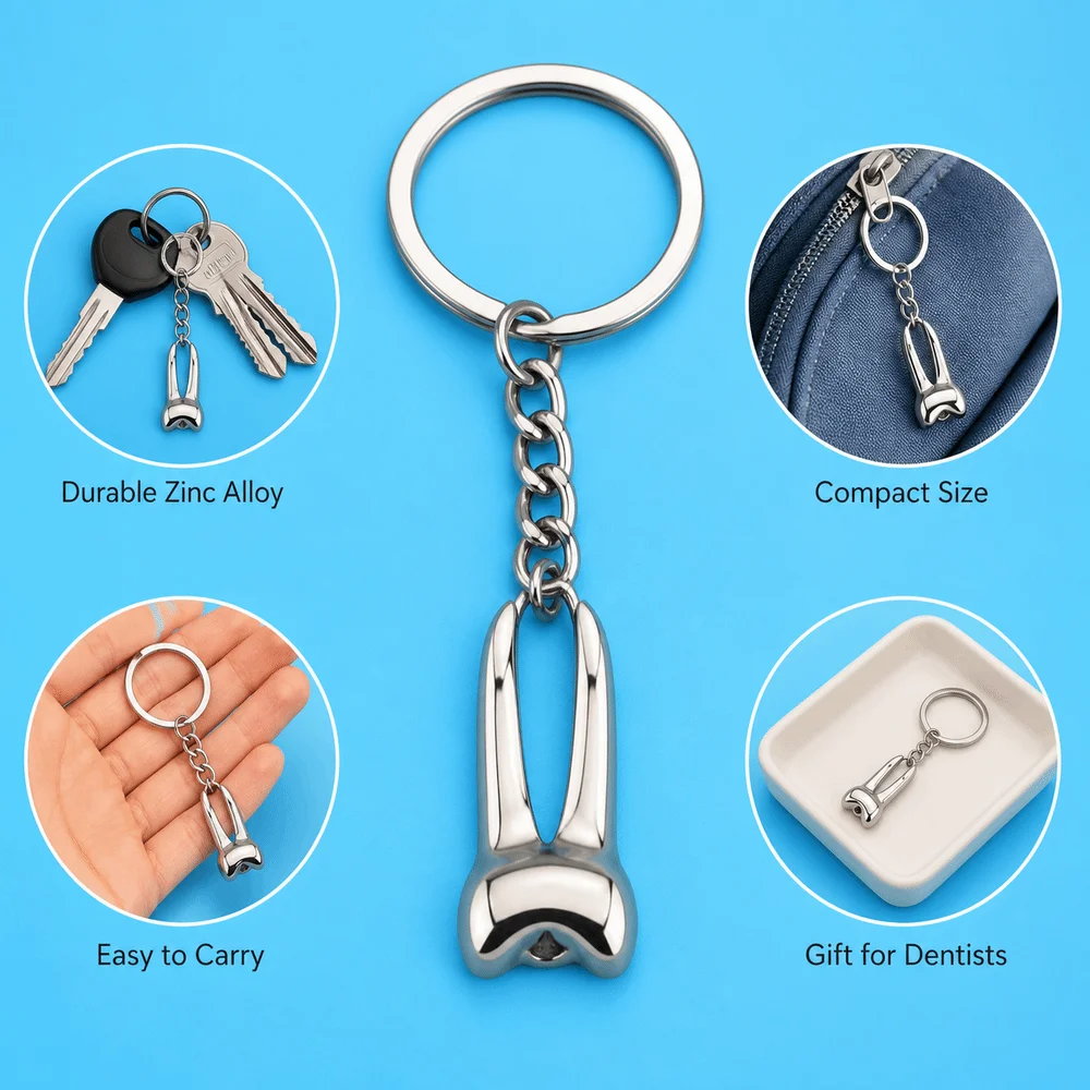 New Metal Dental Keychain Plier Shape Mouth Mirror Design Dentist Gift Keyring Simulation Tooth Key Holder For Car Keys