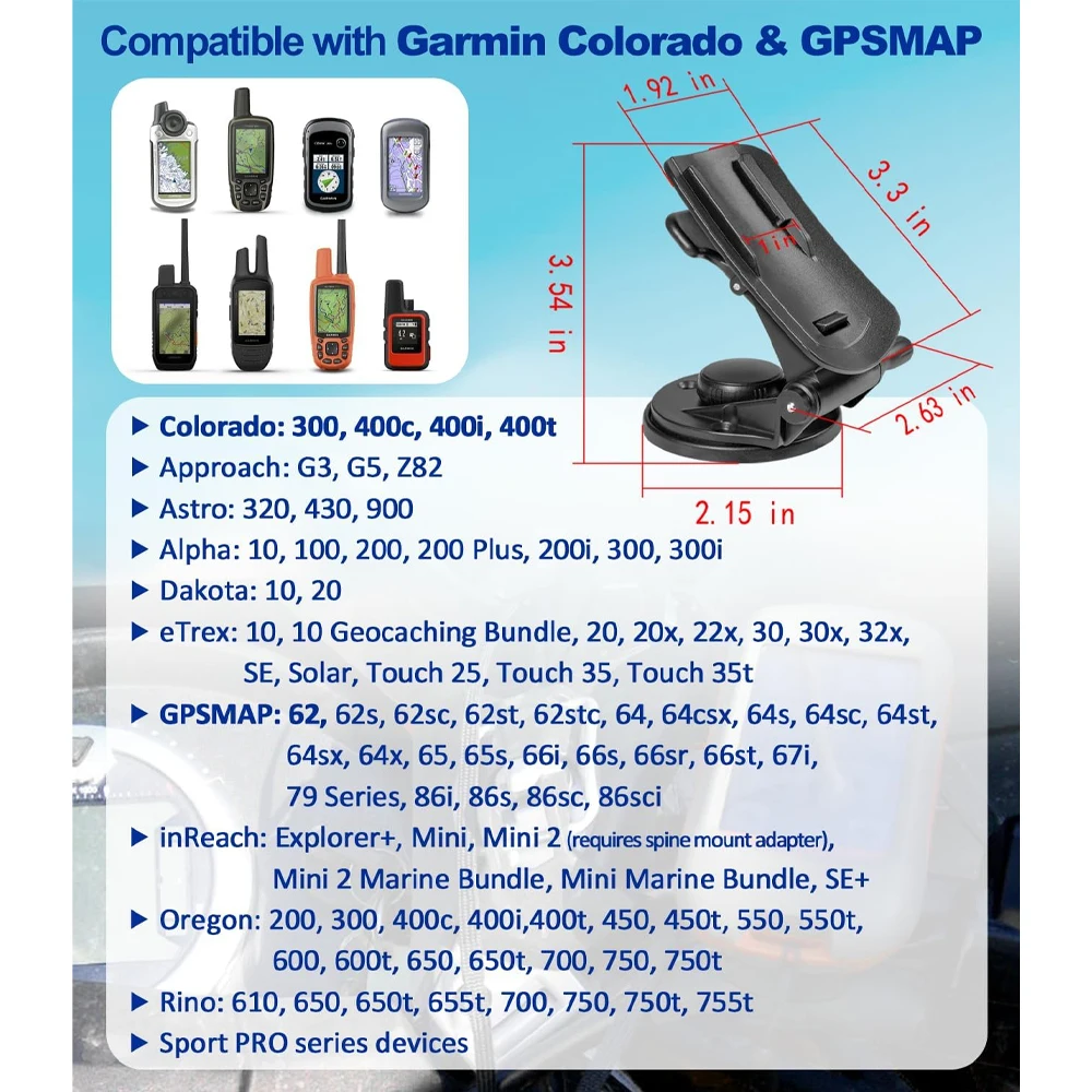 010-11031-00 Marine Mount Compatible with Garmin Colorado Series 300 400c 400i 400t & GPSMAP 62 64 66 -Adjustable Handheld Mount