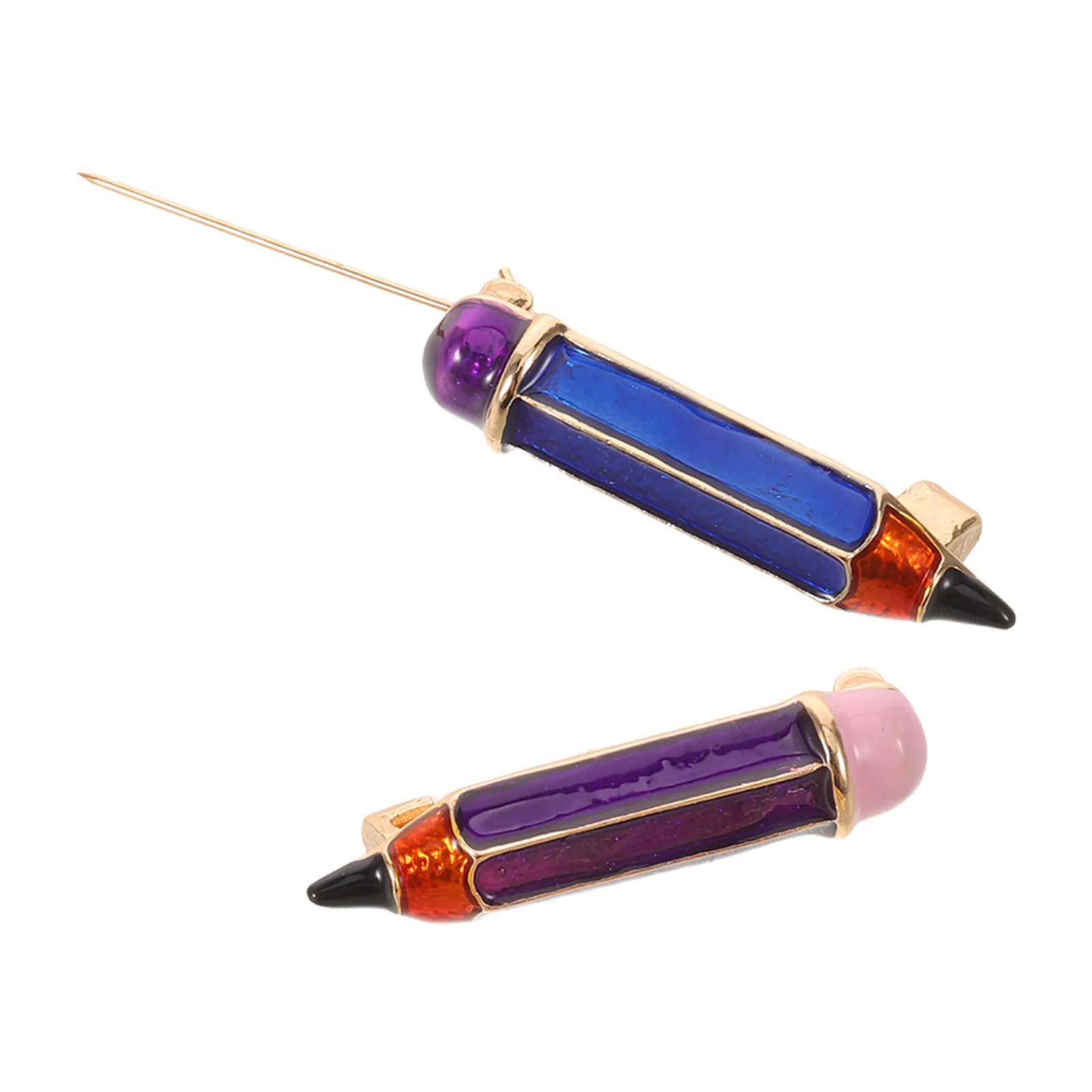 2Pcs Teacher Brooches Enamel Pencil Lapel Pins Alloy Back to School Accessories Teacher Appreciation Pins for Jackets Shirts
