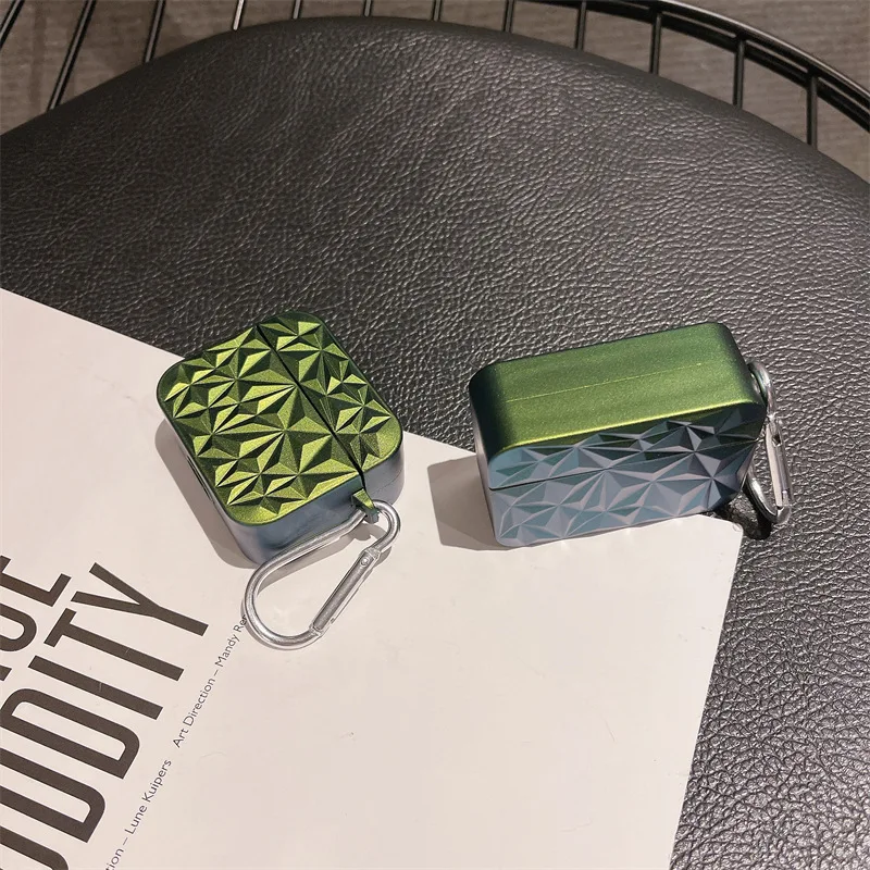 Модные наушники с ромбовидным рисунком для AirPods 1 2 3 Pro2, защитная гарнитура, зарядная коробка, сумки с крючком