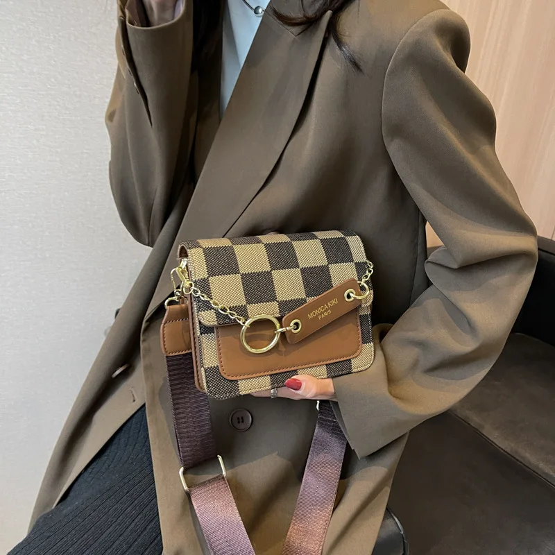 Premium sense bag female new tide fashion hundred checkerboard checkerboard crossbody bag niche design small square bag