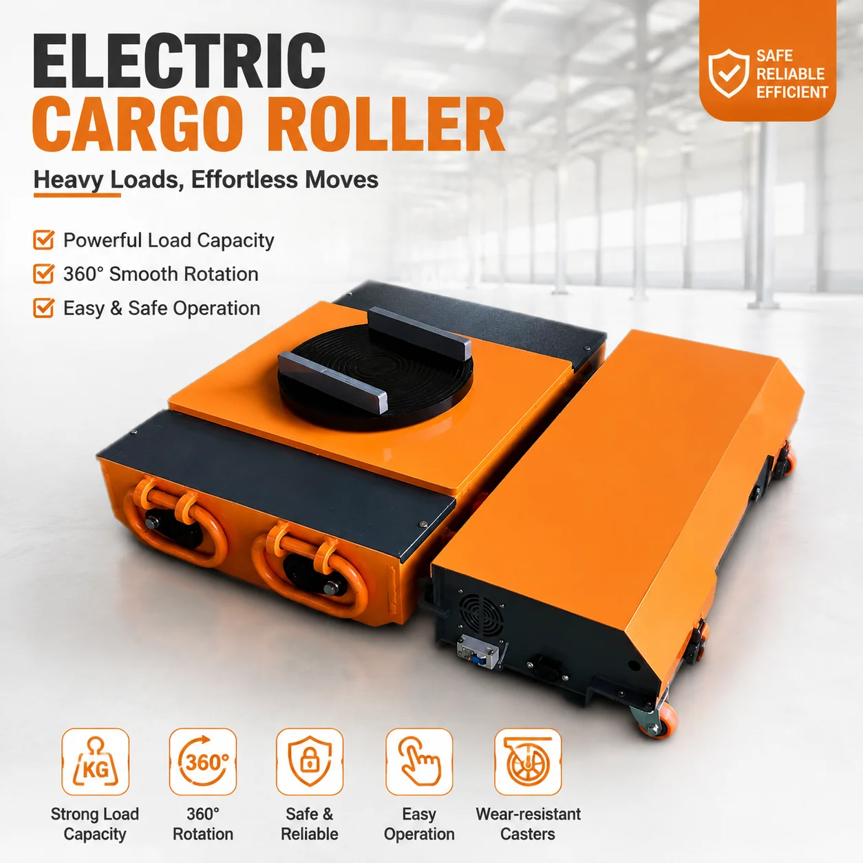 Electric Cargo Roller Transporter 360° Rotation Mover  Remote Control Heavy Load Skate Electric Moving Dolly