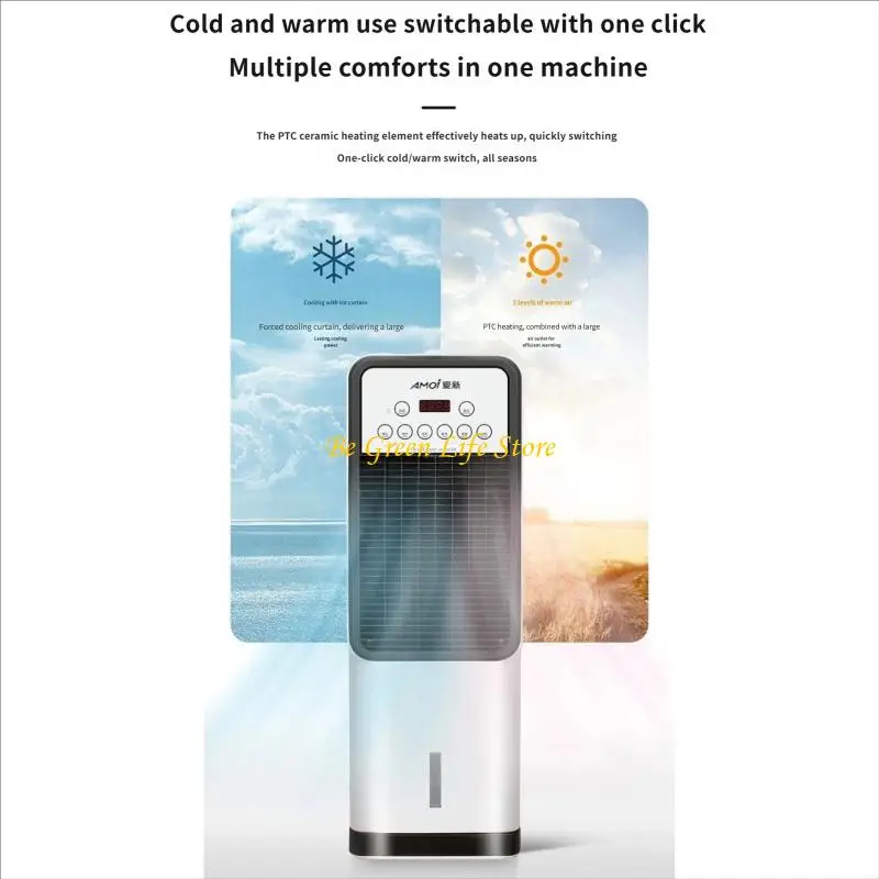 M7DF Digital Display Hot and Cool Tower Fan for Bedroom Living Room and Home Office, Vertical Floor Unit with ABS Housing for
