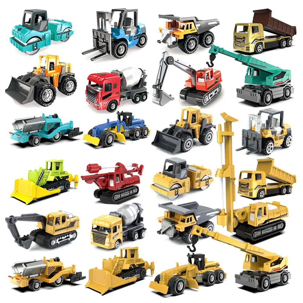 6pcs Alloy Engineering Truck Toys Car Classic Construction Model Vehicle Toys Loader Tractor Excavator Toysehicle for Boys Gifts