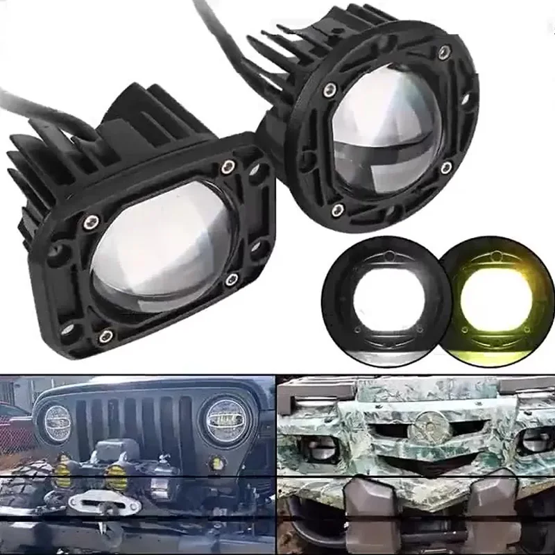 3 Zoll 8D LED Lenkeinbau-Arbeitsscheinwerfer 30W Zweifarbige Nebellampe Fahrlicht Quadratisch Rund für Offroad 4X4 LKW ATV Motorrad