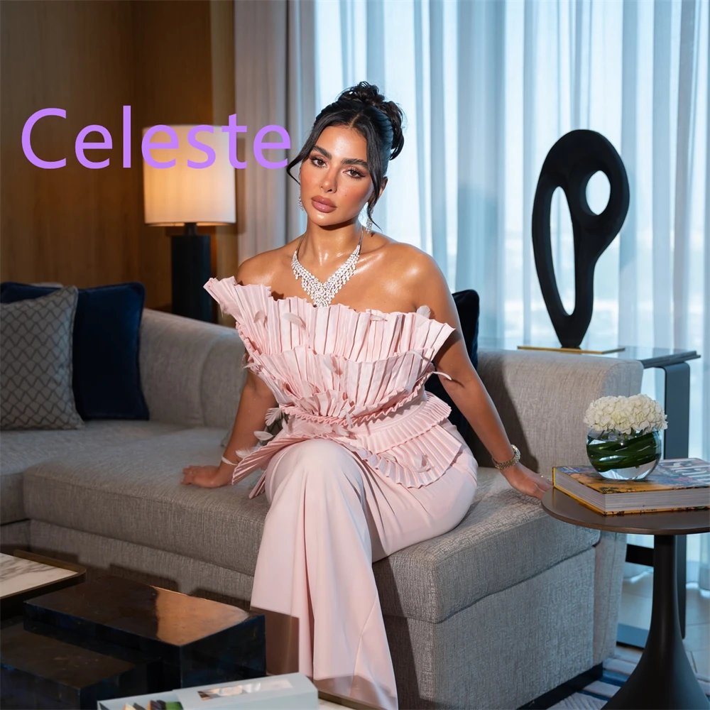 Abito da sera in jersey rosa morbido personalizzato Abiti da ritorno a casa senza maniche senza spalline alla moda Abiti squisiti per occasioni speciali