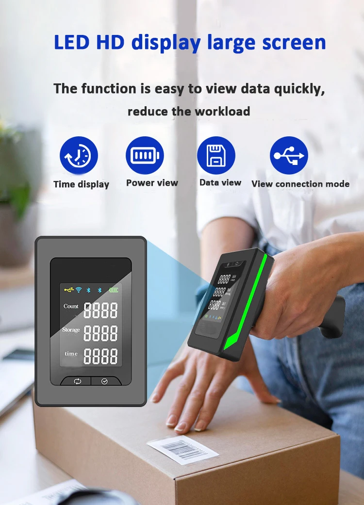 Handheld Barcode Scanner Bluetooth 1D/2D QR Bar Code Reader PDF417 for IOS Android IPAD