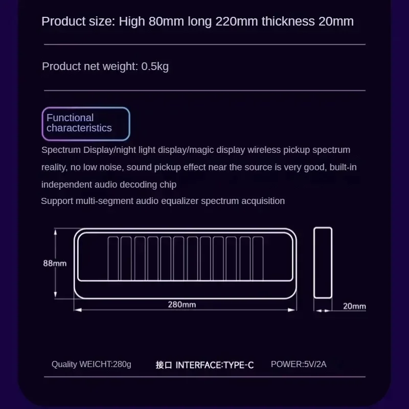 NEUE 12-Bit RGB Pickup Level Licht LED Display Schallpegelmesser Musik Anzeige Desktop Licht