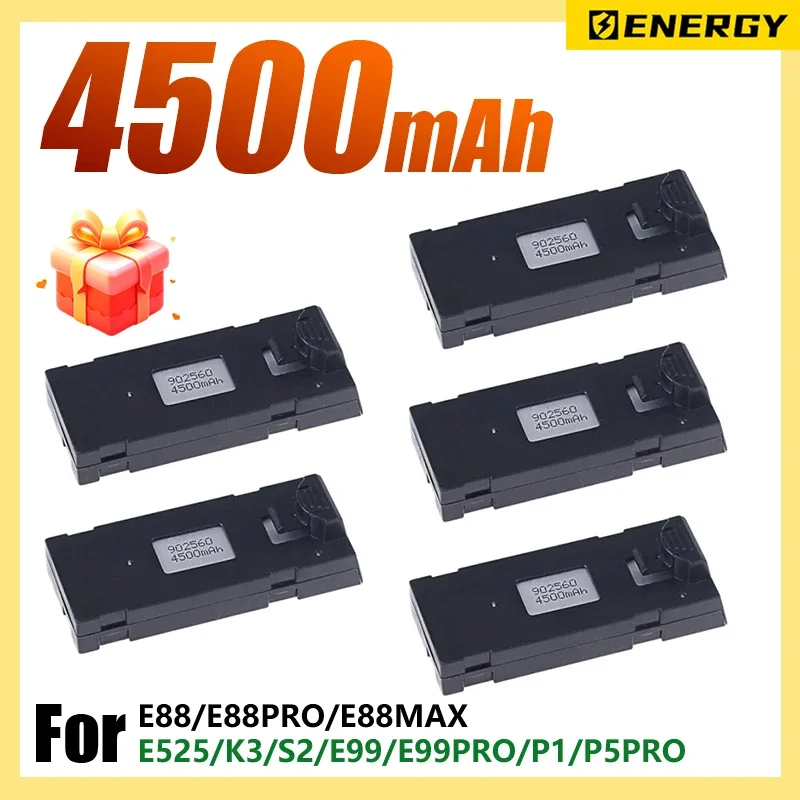 Acessório de bateria para Mini UAV Drone, Parte RC Especial, E88, E88PRO, LS-E525 PRO, 3.7V, 4500mAh, 1 Pc, 2 Pcs, 3 Pcs, 5 Pcs, 10Pcs