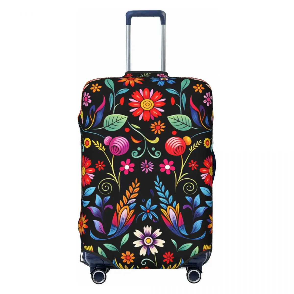 Mexican Folk Art Bird And Flower Pattern Luggage Cover Elastic Travel Suitcase Protective Covers Fits 18-32 Inch
