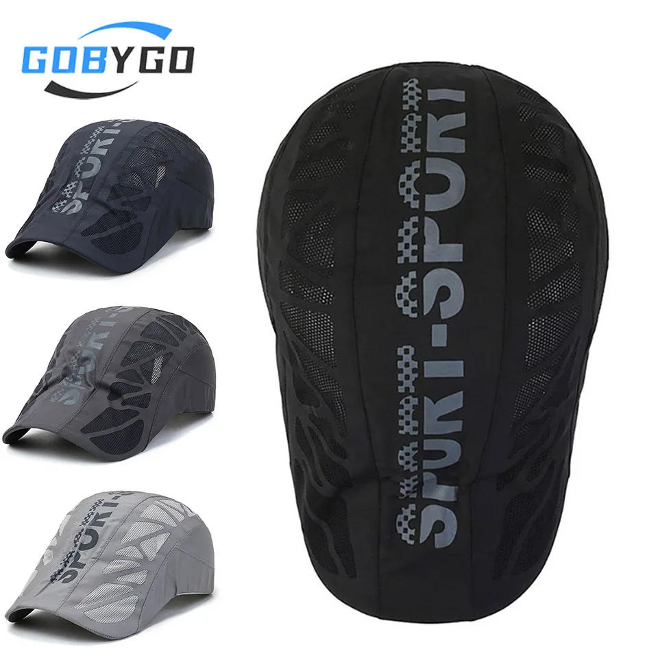 

GOBYGO, 1 шт., летняя уличная повседневная шапка, регулируемая бейсболка, дышащий берет для спортивной ходьбы, мужская шапка среднего возраста, унисекс