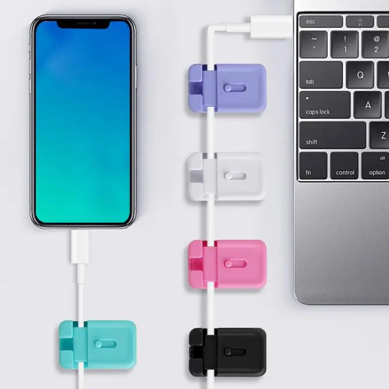 Travel Cable Organizer 1Pcs Plastic USB Data Cord Winder Clips Non-Trace Adhesive Wire Holder for Home Car Office Desk Use