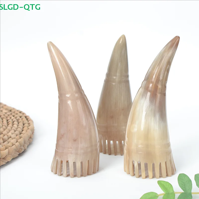 

НОВЫЙ 1-комп. гребни для чистки волос с коровьим рогом, чистая голова головы, меридиан, массажная расческа с широкими зубьями, расческа с коровьим рогом, парикмахерские инструменты