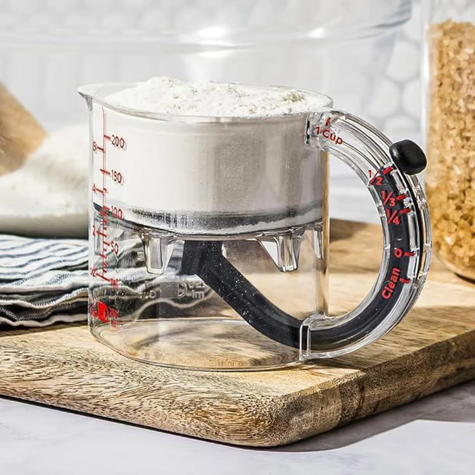 كوب بلاستيكي شفاف متدرج 250 مللي كوب حساب المطبخ والخبز والقهوة وأدوات قياس المكونات السائلة الجافة #3