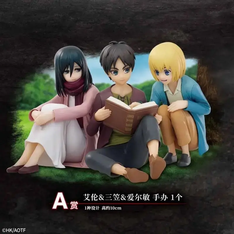 Attack On Titan Figures Eren Jaeger Anime Figure Mikasa Ackerman Armin Arlert Figurine Statue Model Collect Decoration Desk Toys