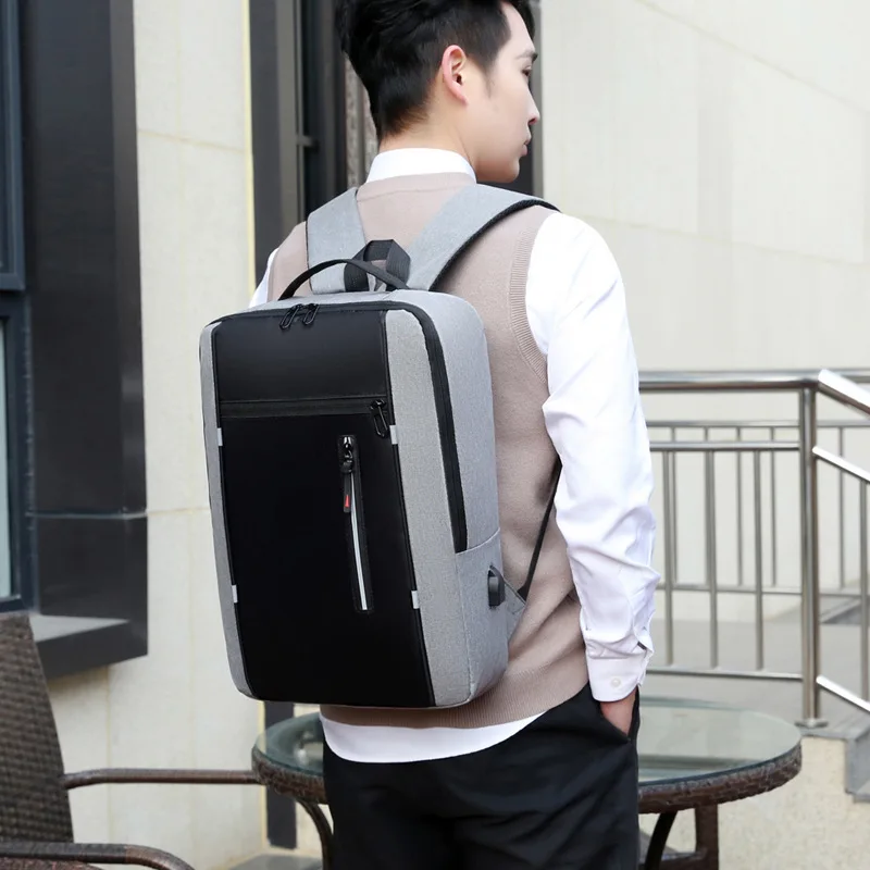 Men Waterproof Laptop Backpack USB Charging Port Large Capacity Business School Rucksack Anti‑theft Travel Work Backpack For Dai