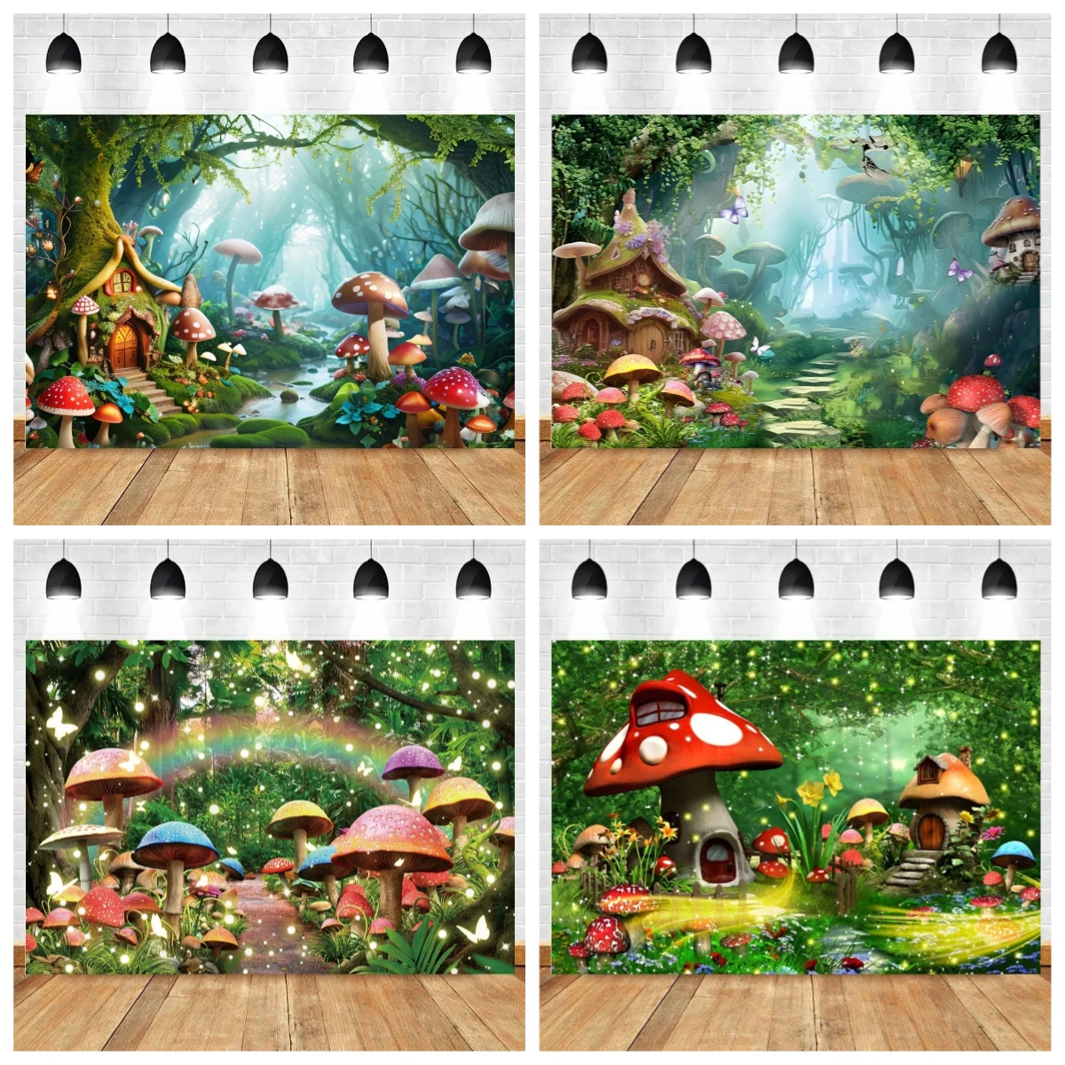 

Enchanted Forest Wonderland Backdrop Fairy Tale Dreamy Jungle Mushroom Baby Child Portrait Photography Background Photo Studio