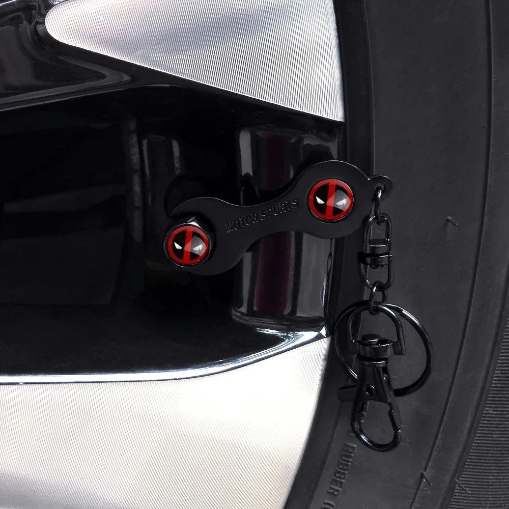 4pcs Miniso Anime Cartoon Marvel Deadpool Car Wheel Tire Valve Stem Caps Air Covers with Wrench for BMW Audi Dodge Hyundai Mazda - view 6