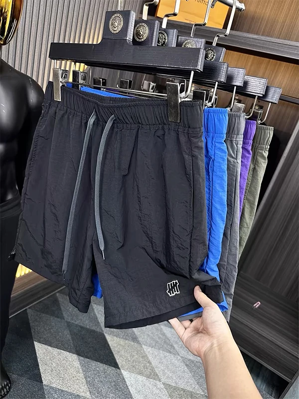 

Qui Dry Summer Thin Embroidered Men's orts Loose Straight Leg Five-Quarter Pants Beachwear Casual Faion Active Wear