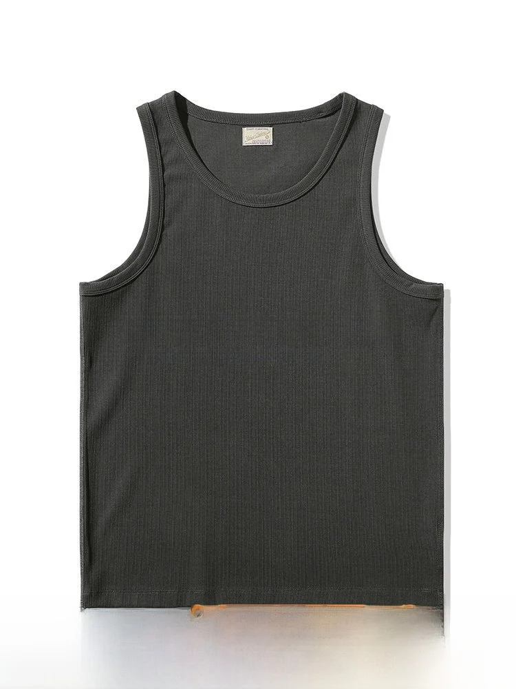 

MBBCAR Slim Vintage 280G Двухцветный жилет из длинноволокнистого бархата с полосками, американский повседневный стиль, круглый вырез