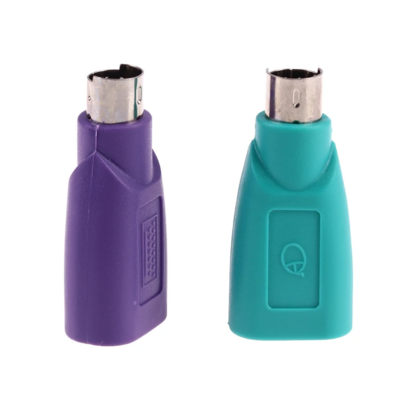 1/2pcs Converter Keyboard Mouse PS2 PS/2 To USB Adapter Converter For Usb Keyboard Mouse Accessories Purple +Green
