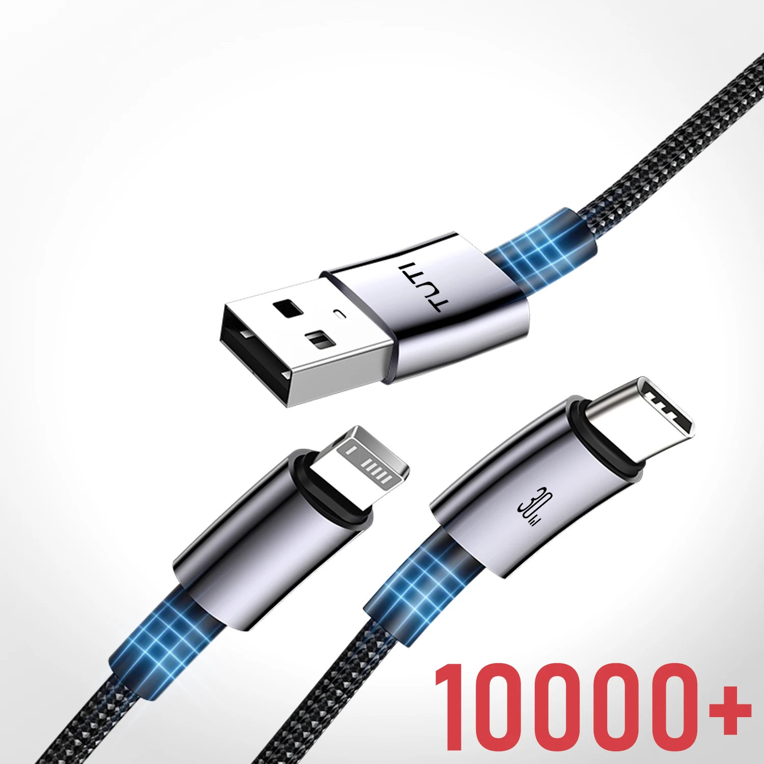 TUTi iPhone Charger Cable, Premium Nylon USB-A to Lightning Cable,For iPhone SE/Xs/XS Max/XR/X/8 Plus/7/6 Plus, iPad, and More.