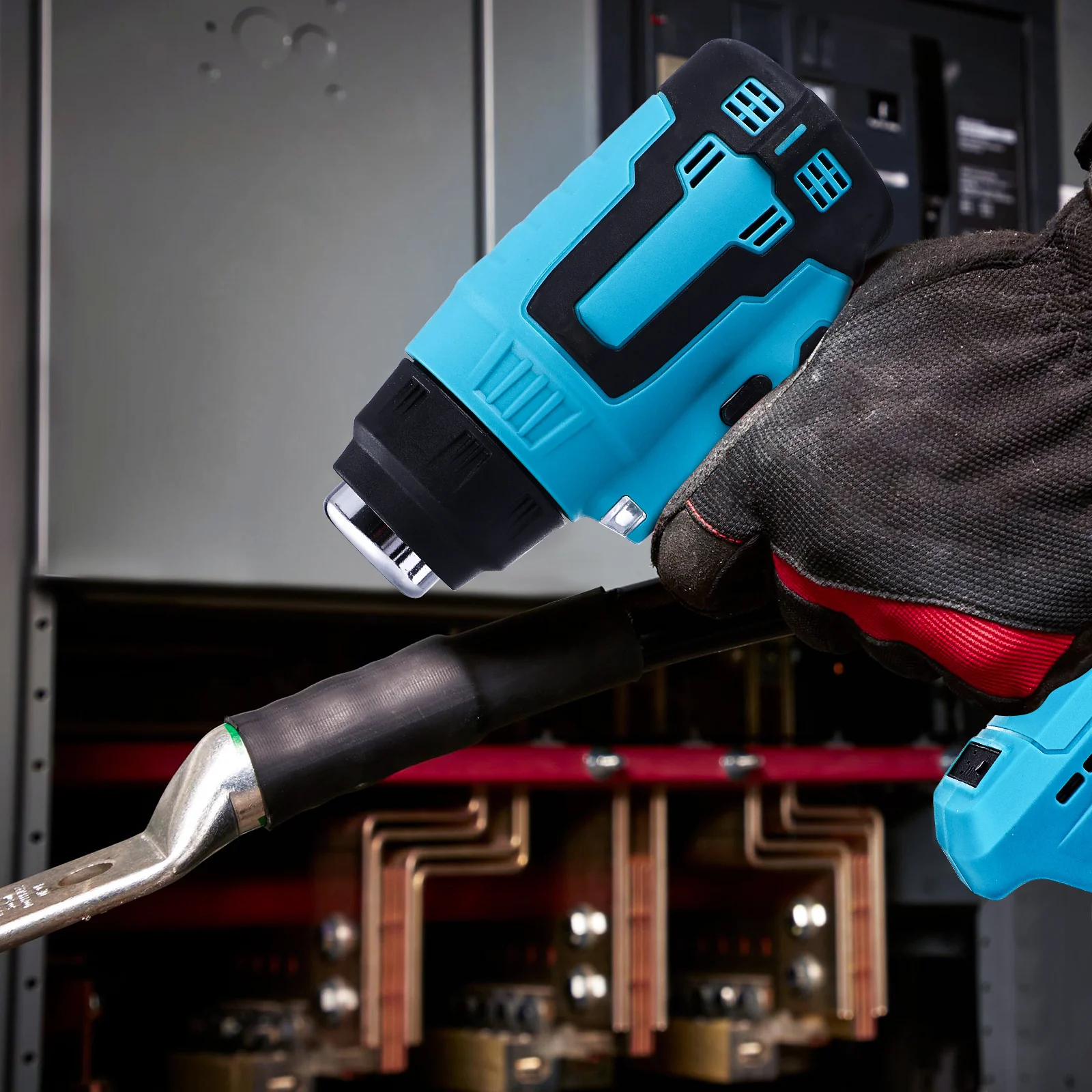 Wireless Film Applicator Gun Cordless Hot Air Heater 4 Nozzles Led Light Handheld Blower Tool For Car Repair Welding Equipment