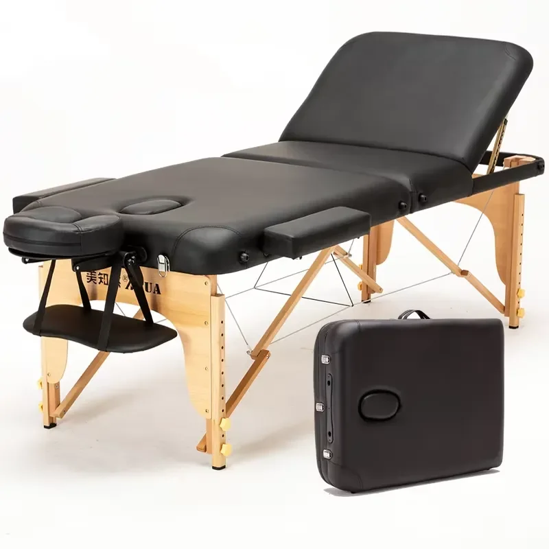 Wooden Frame Portable Foldable Massage Bed Beauty Facial Therapy Table Lightweight Professional Spa Equipment