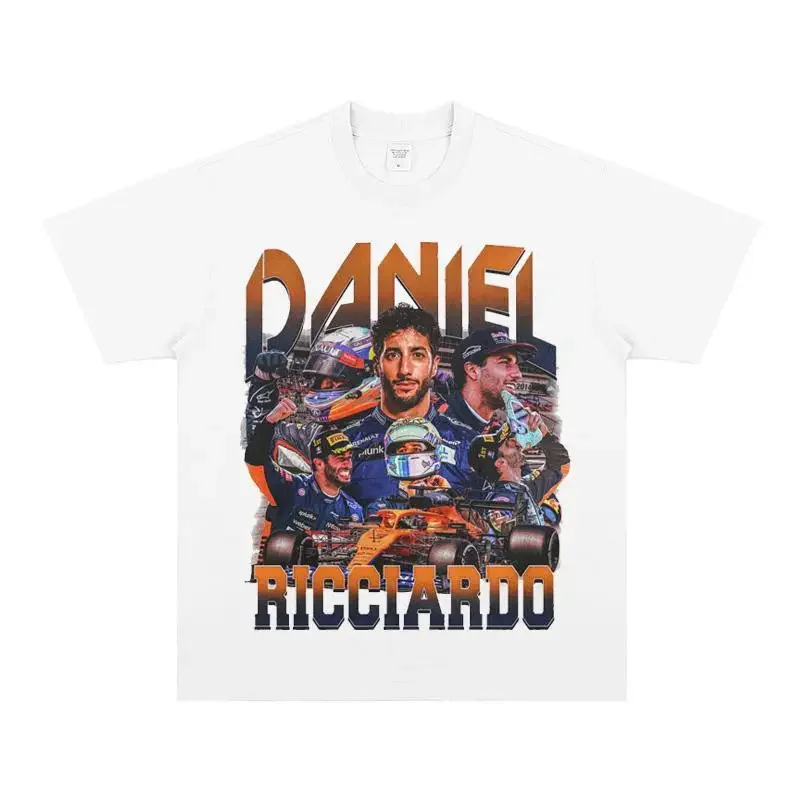 2025 Nuevo conjunto de camiseta de calle Daniel Ricciardo, camisetas de manga corta con estampado de carreras F1 y diseño de colección de conductores informal