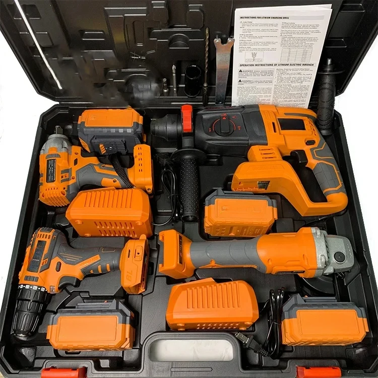 21v The Best  Lithium Battery Cordless Electric Drill Power Drilling Machines Brushless Drill Tools Combo Set