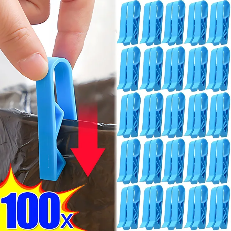 100x Garbage Bin Clip Enduring Plastic Trash Bag Fixed Clip Holder For Kitchen Bathroom Organizer Household Storage Clamp Clip