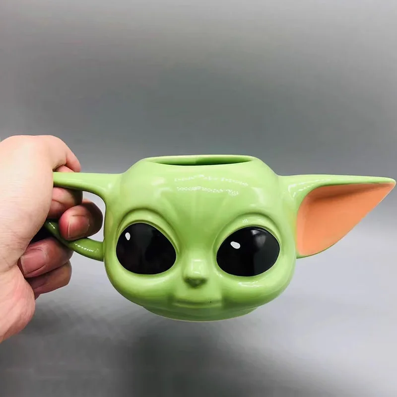 Disney Movie StarWars Mando Baby Yoda Grogu Ceramics Cup Action Figure Dolls Drinking Mugs Cup Coffee Cup Collection Model Gifts