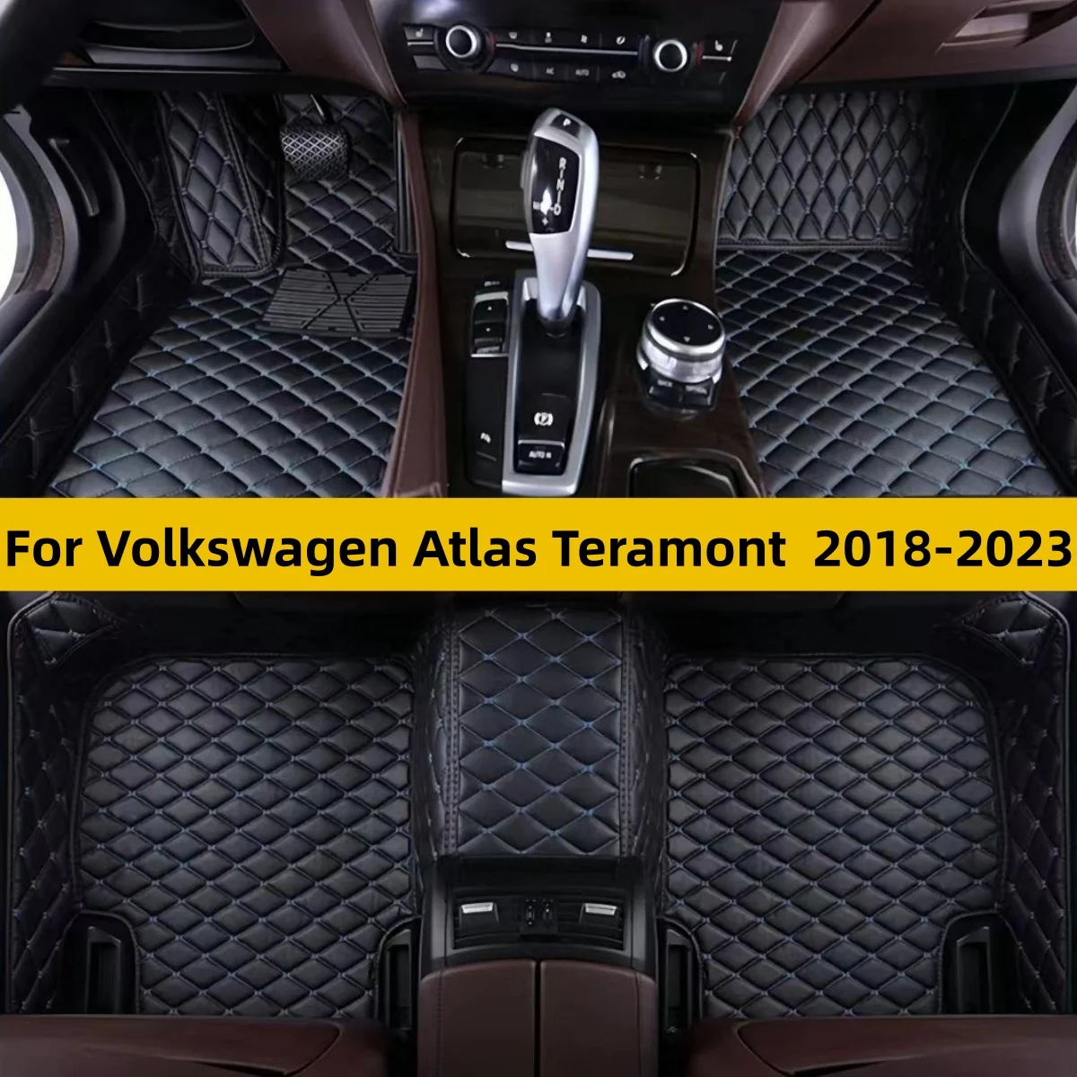 Custom Car Floor Mats For Volkswagen Atlas Teramont 2018 2019 2020 2021 2022 2023 Auto Carpets Foot Coche Accessorie