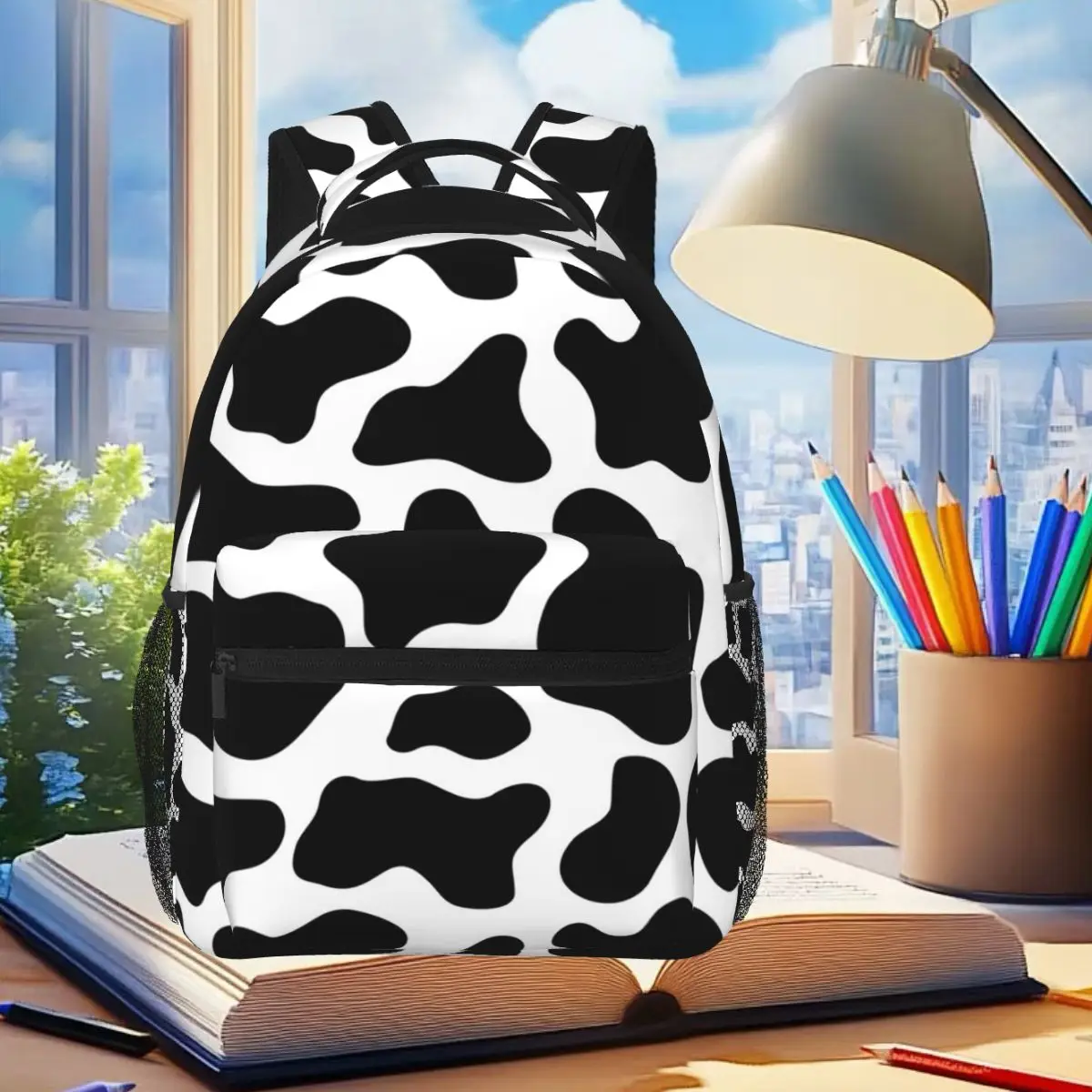 Cartoon Cow Animal Pattern Backpack Student Boys Girls BookBag Children School Bag Laptop Shoulder Bags for Men Women