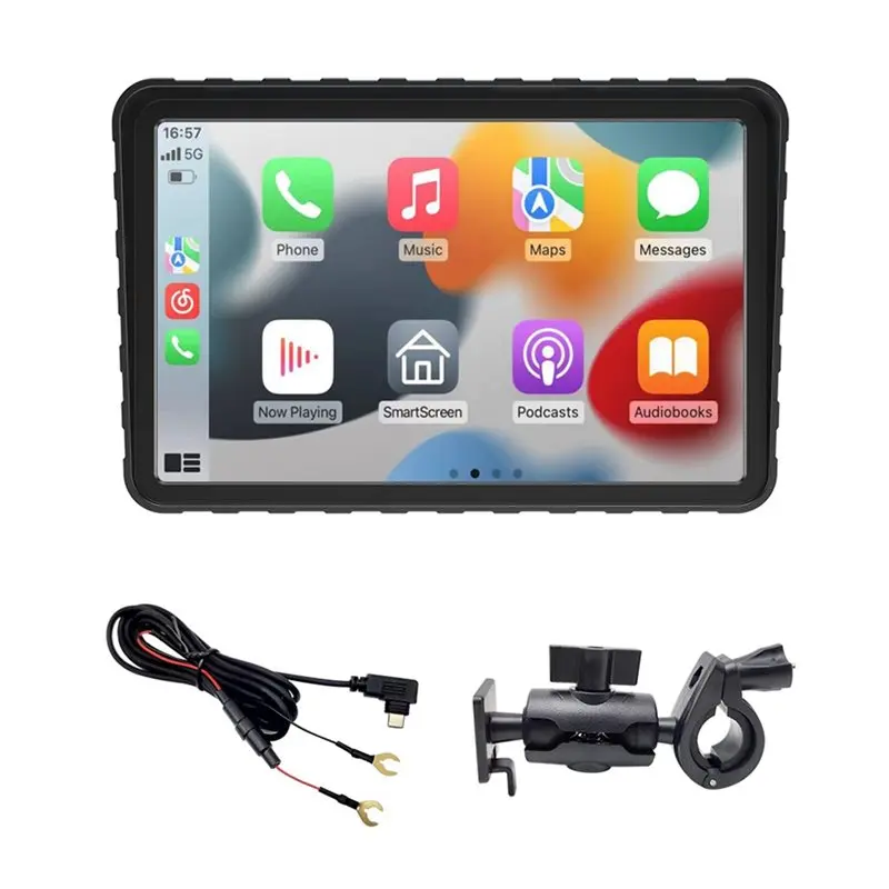 For Motorcycle 7 Inch Waterproof Screen, Wireless Carplay Android Auto Navigation, Bluetooth For Touring
