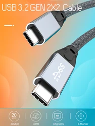 Lingable USB 3.2 Gen 2X2 Type C to USB C Cable E Marker Chip PD 5A 100W Quick Charge 20Gbps 4K 60Hz for Samsung S9 S8  Plus